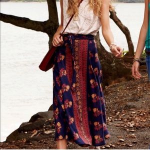 Free people boho wrap skirt
